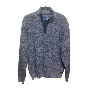 Buffalo David Bitton Mens Blue Gray Weebery Slubbed Button Up Sweater Size Large